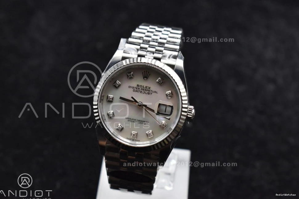 on Dial 1:1 126234 Best DateJust 904L White 36 Jubilee Edition Chic Diamonds Bracelet 570 Steel Clean MOP VR 1008